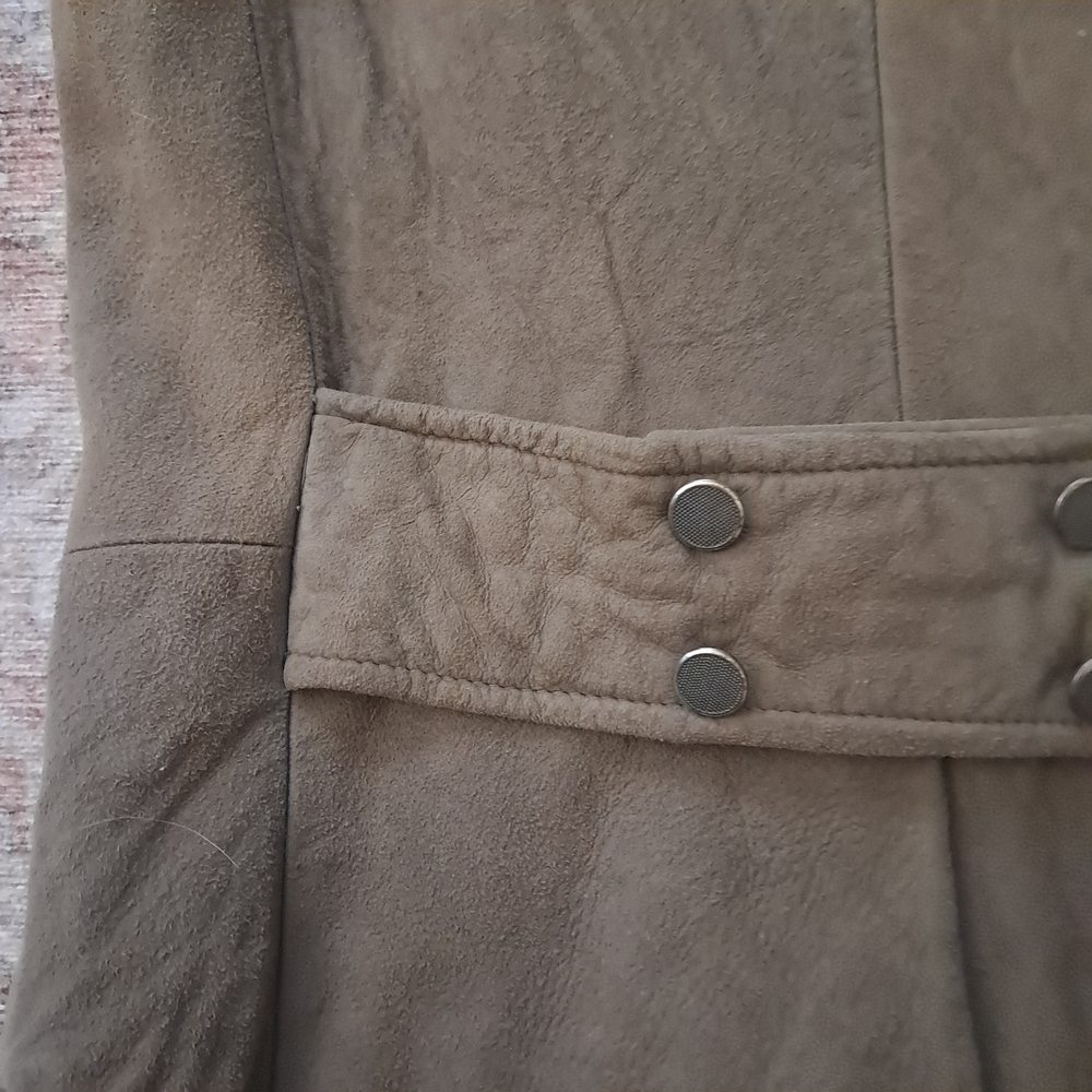 Handmade Suede Mod Button-Up Mini-Dress - Picture 3 of 14